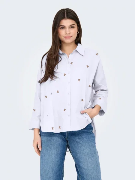 ONLY Bluza ONLNEW LINA GRACE svetlo rjava bela