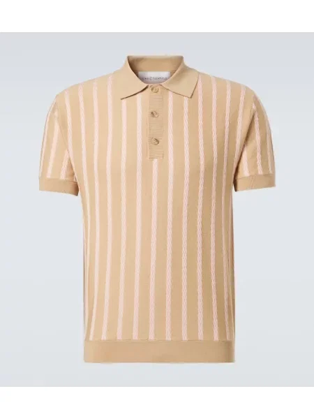Вълнена поло тениска King & Tuckfield на райета бежово