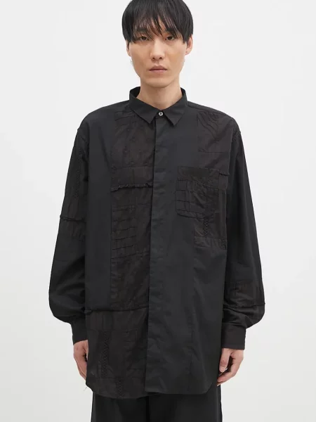 Engineered Garments cămașă din Combo Short Collar barbati cu guler clasic relaxed negru
