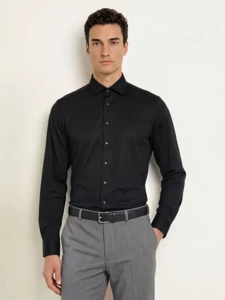 Seidensticker Jerseyová Košile Regular Fit černá