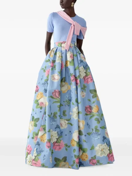Fusta maxi Carolina Herrera cu model floral cu imagine albastru