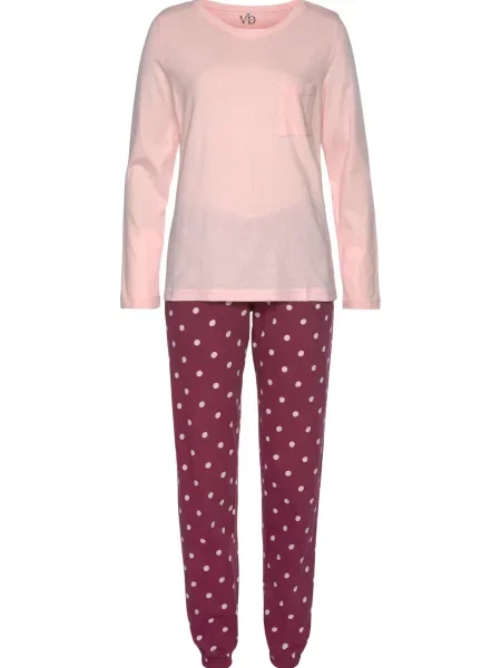 VIVANCE Pižama Dreams roza / vinsko rdeča
