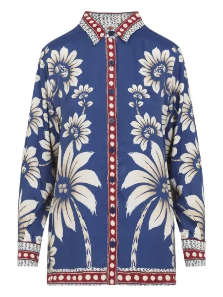 Top Farm Rio cu model floral albastru