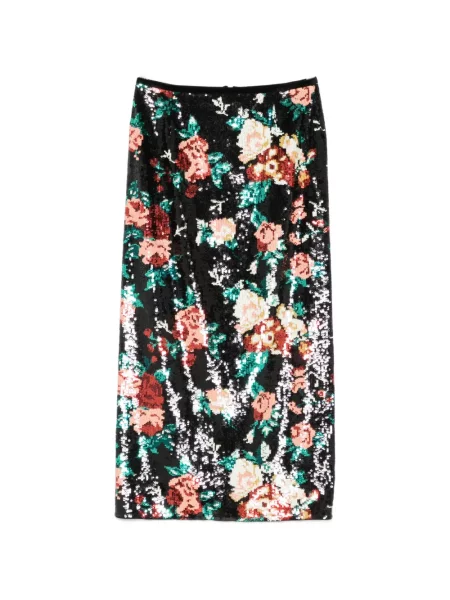 Fustă midi Forte_forte cu paiete cu model floral negru