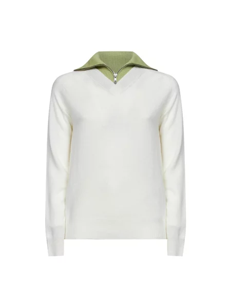 Sweter Mm6 Maison Margiela z dekoltem w serek biały