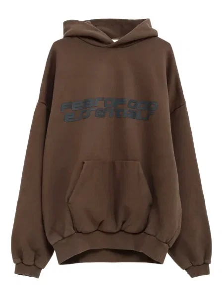 Hanorac cu glugă Fear Of God Essentials cu imagine maro