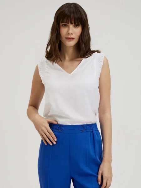 Tricou Moodo cu volane alb