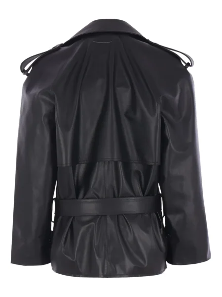 Кожено яке Mm6 Maison Margiela черно