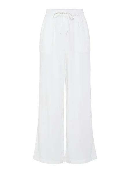Pieces Pantaloni din Pia Wide Leg alb