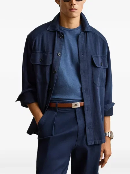 Košulja Ralph Lauren Purple Label s herringbone uzorkom plava
