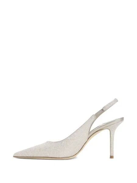 Pantofi cu toc Jimmy Choo slingback argintiu