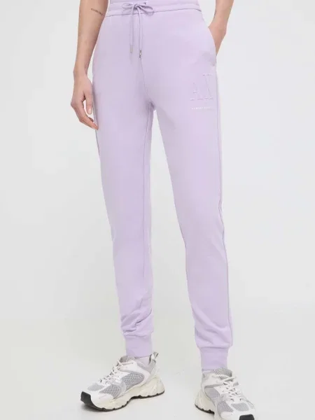 Armani Exchange Kalhoty fialové