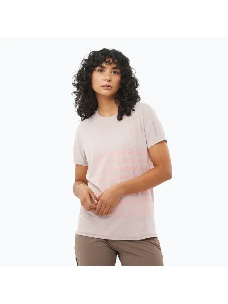 Дамска тениска за бягане Salomon Sense Aero Tee GFX etherea/neon flame розово