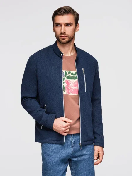 Jakna Ombre s stoječim ovratnikom modra