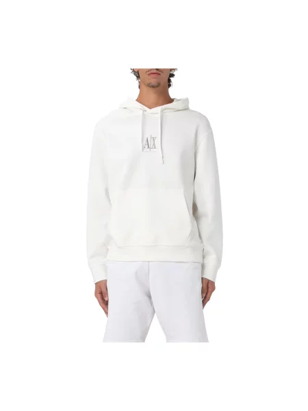 Armani Exchange bluza z kapturem z aplikacją biały