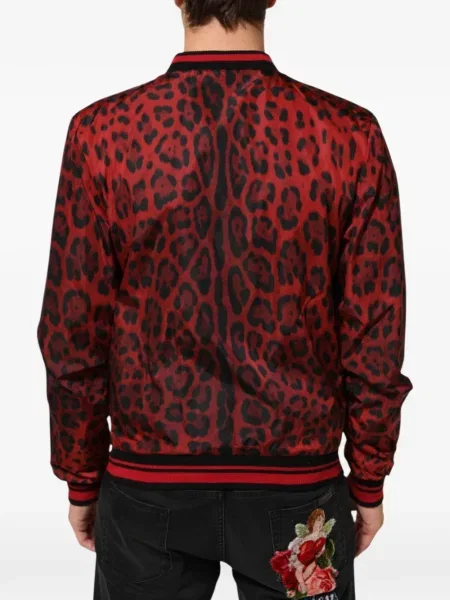 Geacă bomber Dolce & Gabbana cu imagine cu model leopard roșu