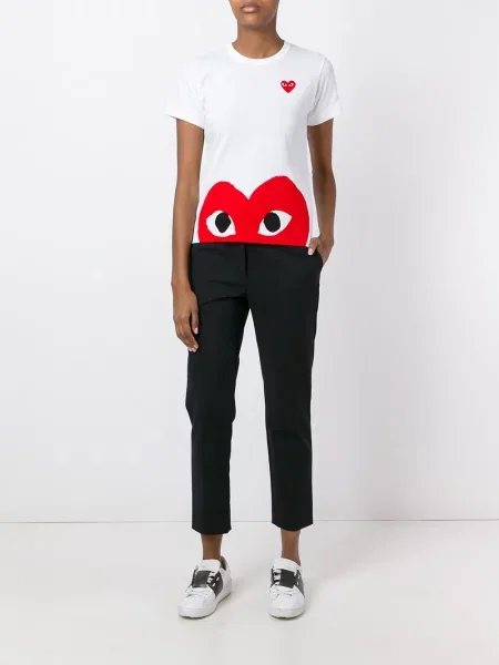 Tričko Comme Des Garçons Play s potiskem se srdcovým vzorem bílé