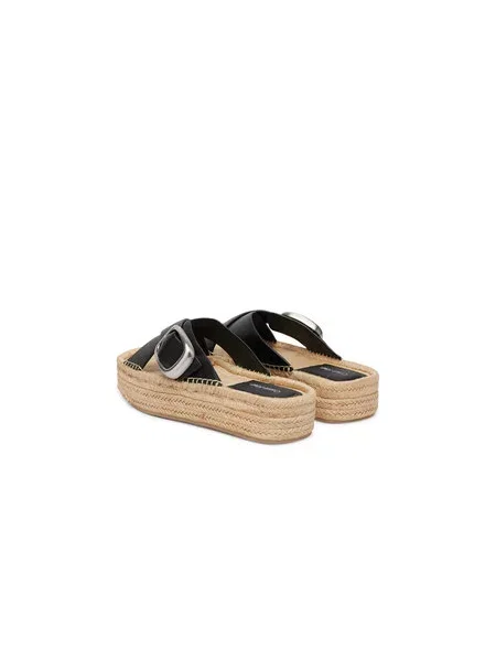 Espadrilės Calvin Klein Flatf Espadrill Cross Lth Hdw juoda