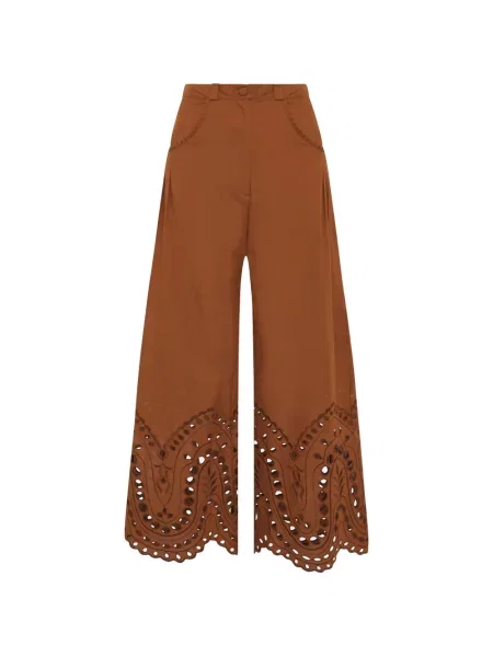Pantaloni palazzo Charo Ruiz Ibiza cu broderie maro