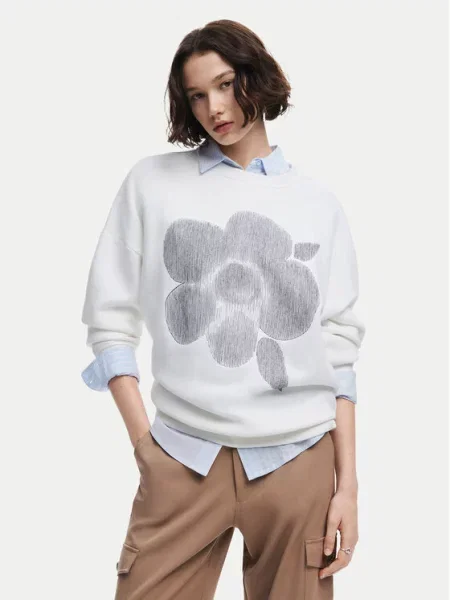 Desigual Bluză Flores Écru alb