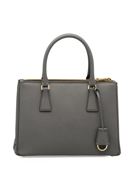 Kožna shopper torbica Prada siva