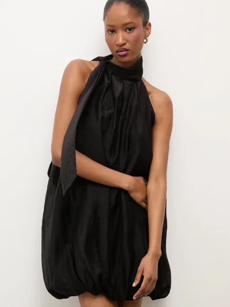 Answear.LAB sukienka bombka z lyocellem czarna