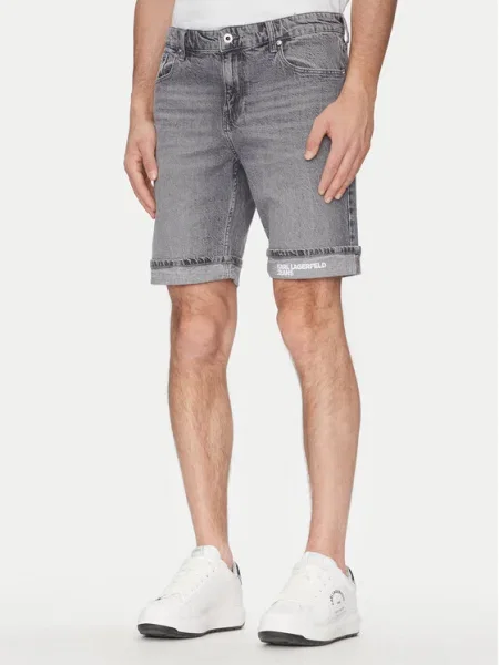 Rifľové krátke nohavice Karl Lagerfeld Jeans sivá