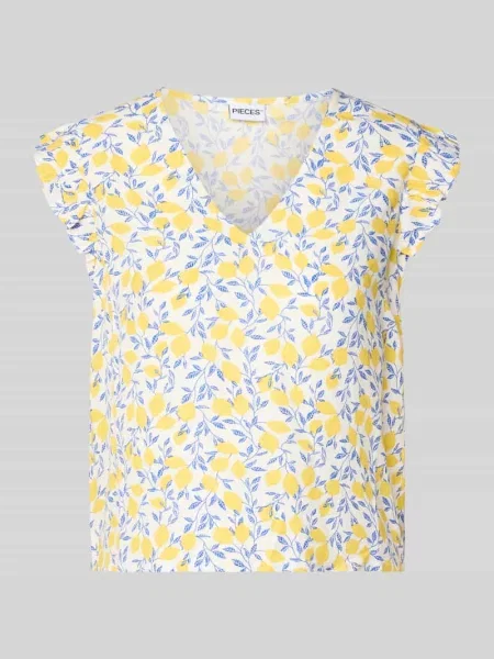 Bluzka bez rękawów z czystej krój regular fit model BARRI' Pieces żółta