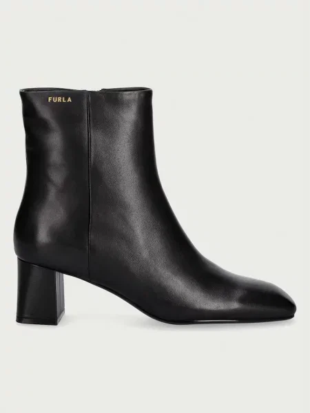 Furla botine pentru femei din piele Solid negru