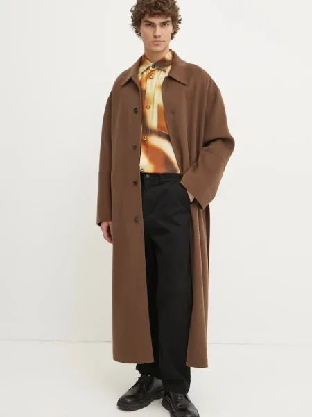 Шовкова сорочка Nanushka SEBAS regular класичний комір жовтий