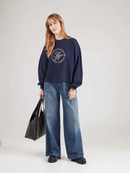 TOMMY HILFIGER Tričko ROUNDAL námornícka / zlatá modrá