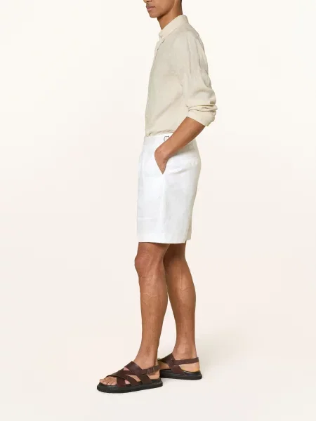 Boss Lněné Šortky Perin Tapered Fit krémová