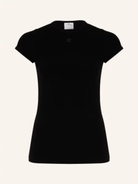 Courrèges Koszulka Z Frotte schwarz czarna