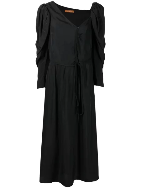 Rochie maxi Rejina Pyo până la genunchi cu mâneci bufante de costum negru