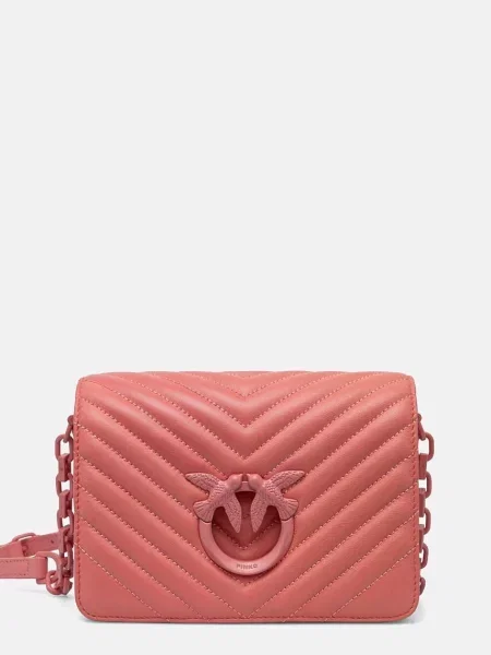 Geanta de piele Pinko din piele roz