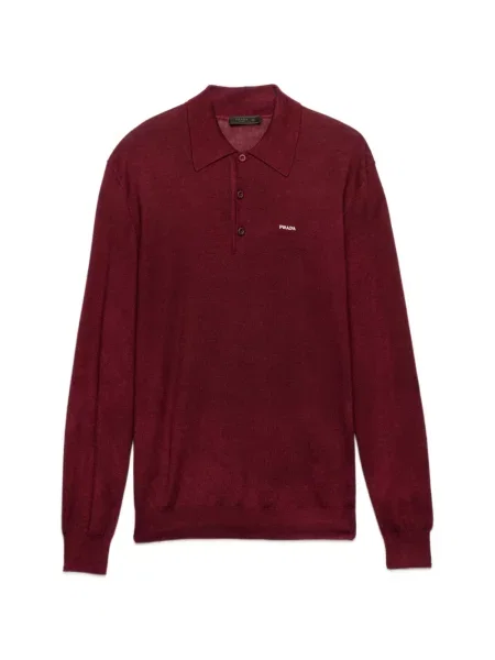 Tricou polo Prada de lână roșu