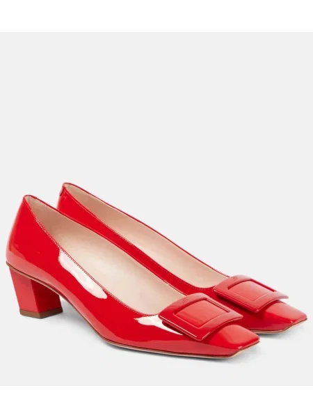 Pantofi cu toc Roger Vivier din piele de lac slingback roșu