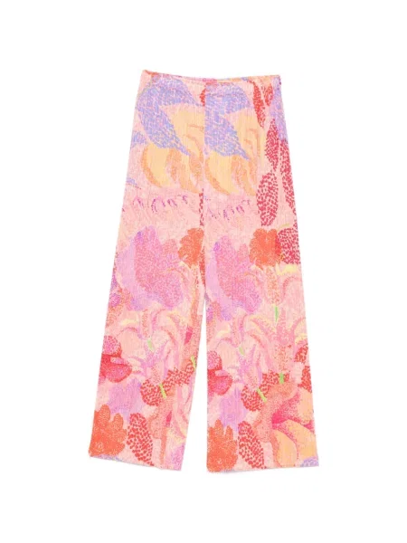 Absztrakt mintás nadrág Pleats Please Issey Miyake nyomtatás rózsaszín