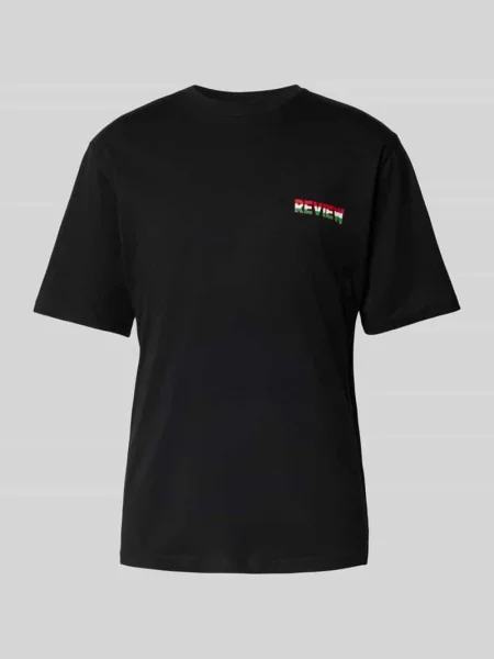 T-shirt z nadrukiem z logo Review czarna