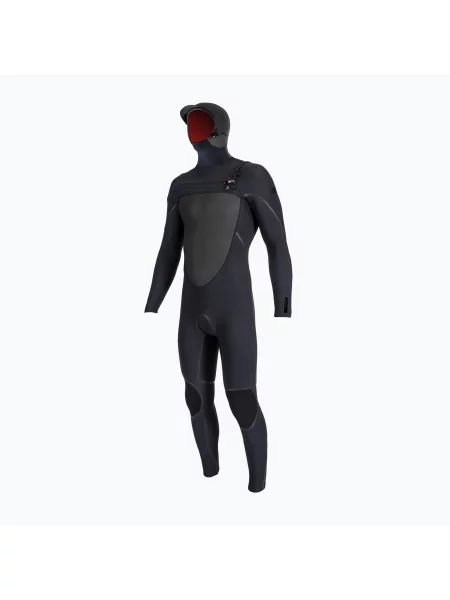 Bărbați O'Neill Psycho Tech Chest Zip w/Hood costum de înot negru