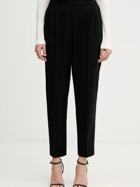 Sisley pantaloni fason chinos high waist negru