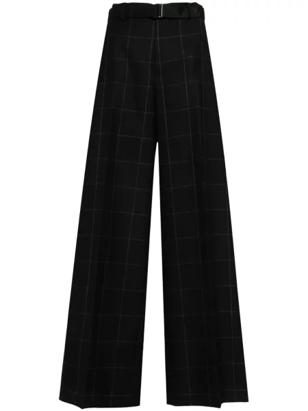 Pantaloni Sacai în carouri cu picior lat negru