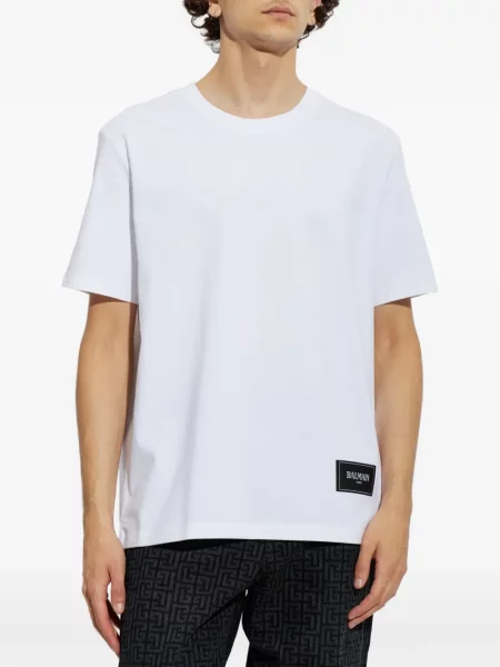 Marškiniai Balmain apvaliu kaklu balta