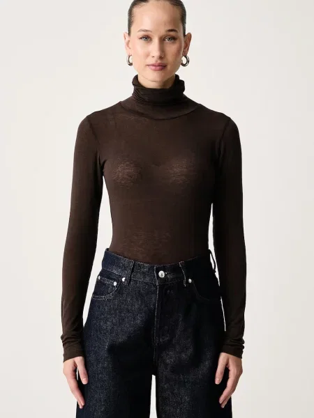 ViCOLO longsleeve z dodatkiem wełny brązowa