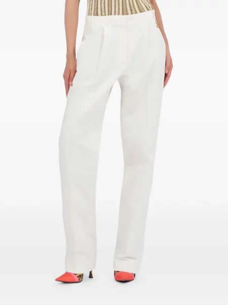 Pantaloni Roberto Cavalli plisate alb