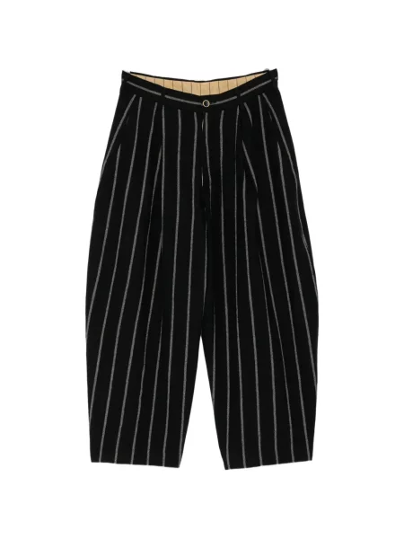 Pantaloni Uma Wang de lână cu dungi negru