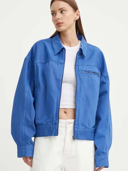 Дънково яке G-Star Raw преходен модел с уголемена кройка синьо