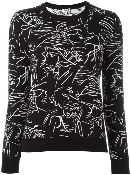 Pulover Kenzo cu imagine negru