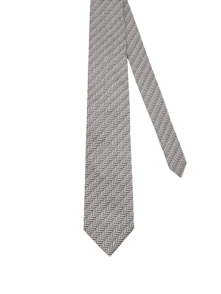 Cravată Tom Ford de mătase cu model herringbone argintiu