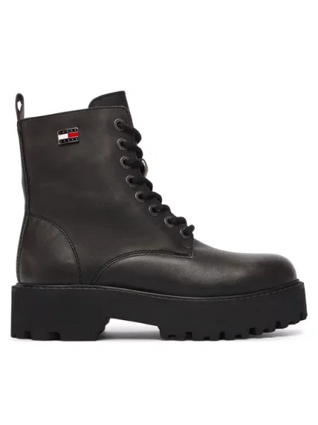 Čizmice Tommy Jeans s platformom crna